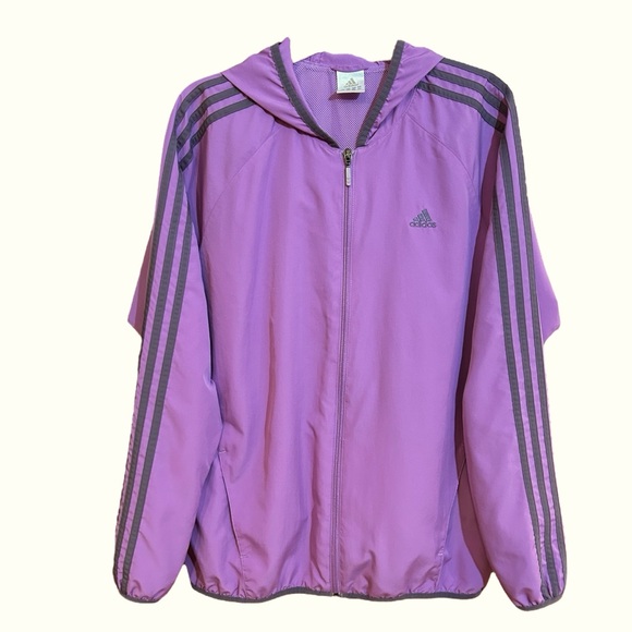 Adidas Lavender Windbreaker Jacket L - Picture 1 of 8